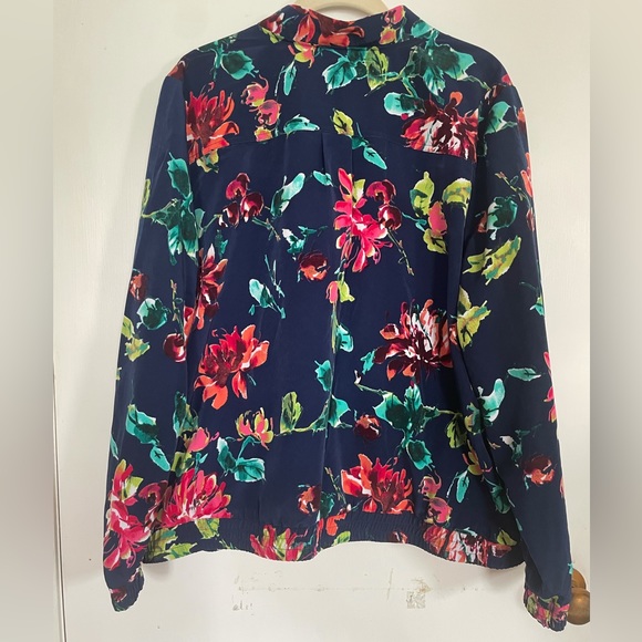 Susan Graver Blue Floral Bomber Jacket XL - Picture 6 of 7